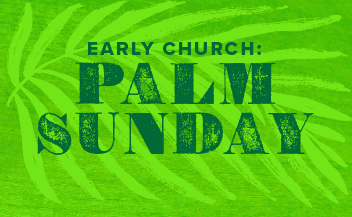 Palm Sunday Holy Week graphic with green palm leaf illustration announcing Episcopal church service