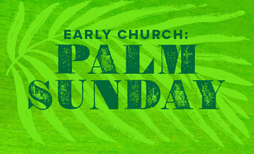 Palm Sunday Holy Week graphic with green palm leaf illustration announcing Episcopal church service