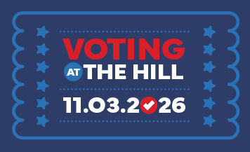 Flyer for Voting at The Hill on 11.03.2026, 7:00 a.m. to 7:00 p.m., at 1700 Woodland Ave., Austin, TX 78741.