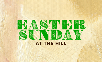 Easter Sunday church service graphic with gold textured background and green lettering for Episcopal Easter worship
