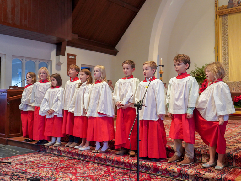 Children’s choir sings during a worship service at Good Shepherd Episcopal Church in Austin, Texas.