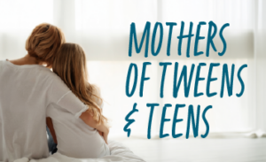 Alt Text: Mothers of Tweens & Teens group graphic featuring a mother and daughter, promoting fellowship and support for moms at Good Shepherd Episcopal Church in Austin, Texas.