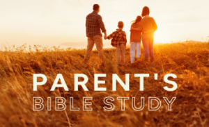 Parents Bible Study graphic featuring a family walking together at sunset, promoting Christian formation for parents at Good Shepherd Episcopal Church in Austin, Texas.